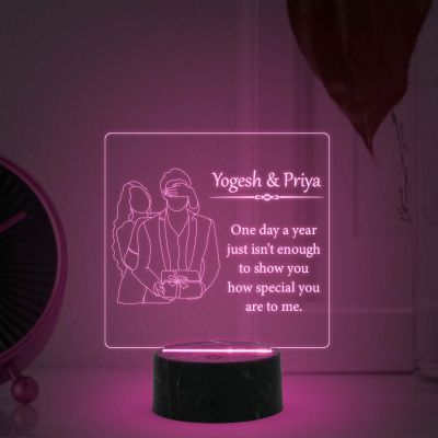 Couple Night Lamp with Multicolored Light Customized with Name Gift for Loveable Person